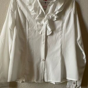NWT White Ruffled Blouse M